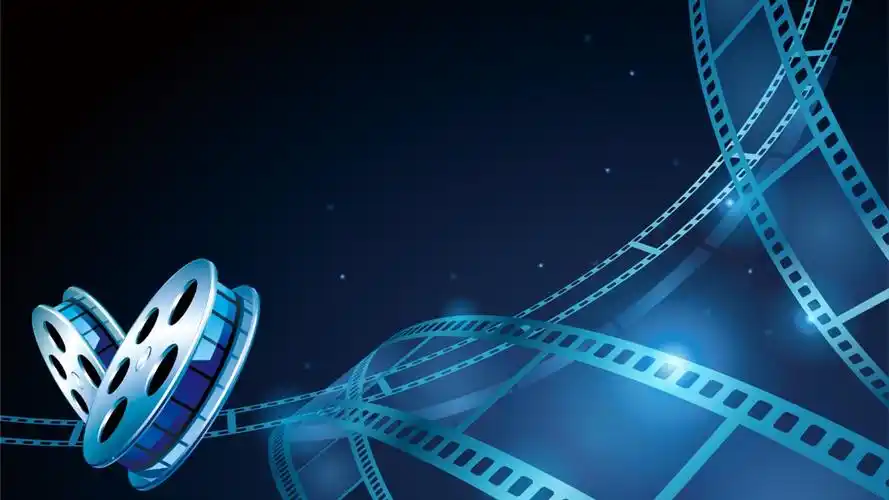 三张蓝色电影胶片ppt背景图片