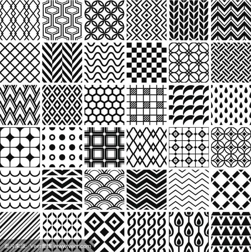 四方连续纹样,几何形状,花纹,黑白图片,线条