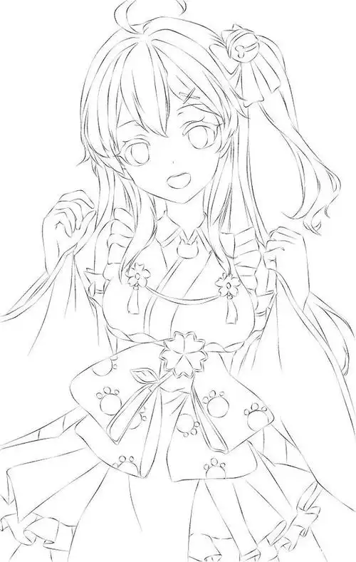 ヽ()尊重原画师,尊重原创,为丰富二次元224_319人物黑白动漫插画绘画