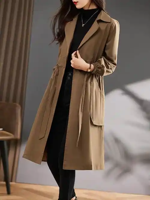 风衣外套2022年新款女春秋季高端休闲小个子漂亮妈妈中长款大衣薄