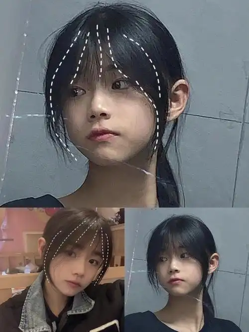 学生党圆脸非常减龄瘦脸的一款刘海法式刘海