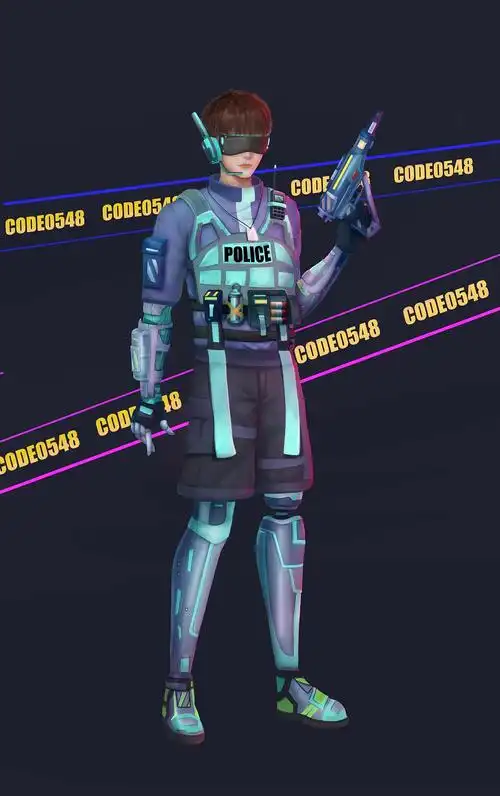 机械科技男角色立绘人物设计三视图原画