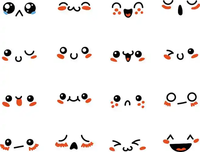 一套可爱可爱的卡哇伊表情符号图片