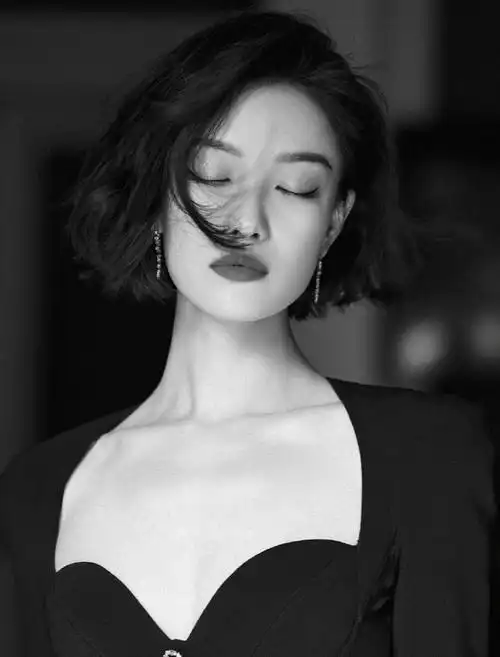 倪妮复古港风短发##倪妮锁骨