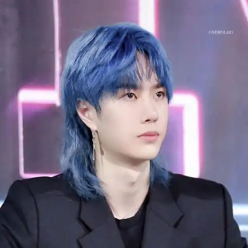 男生鲻鱼头超a狼尾酷帅气韩版自然短直发个性cos蓬松全头套式雾霾蓝小