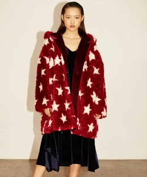 uooyaa乌丫2016冬季新款星星撞内里丝绒复古外套u646d1087