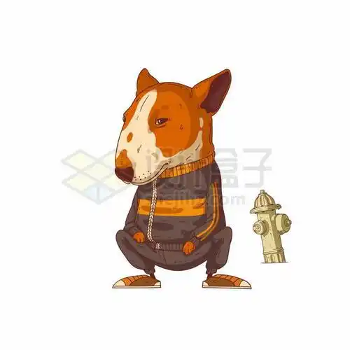 卡通狗头人牛头梗蹲在地上抽象插画1785977矢量图片免抠素材 人物素材