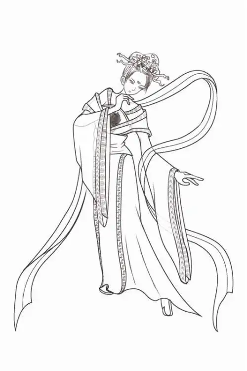 杨贵妃衣服简笔画