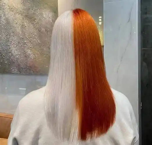 阴阳头对半染发型 时尚炸街染发首选