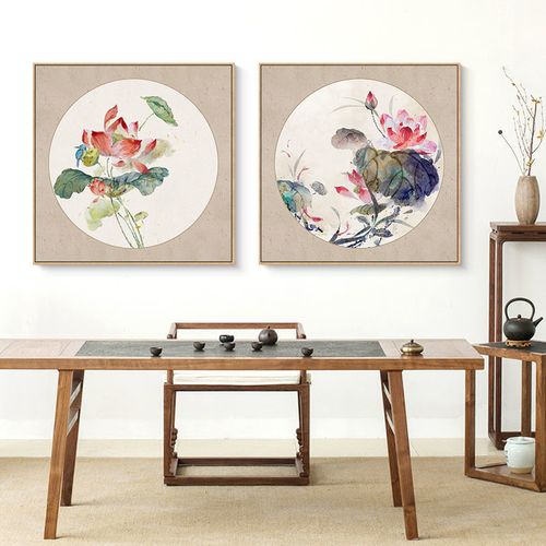 中国风淡雅荷花diy数字油画解压手绘新中式禅意寓意装饰画油彩画