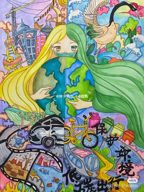 很漂亮的环保主题绘画