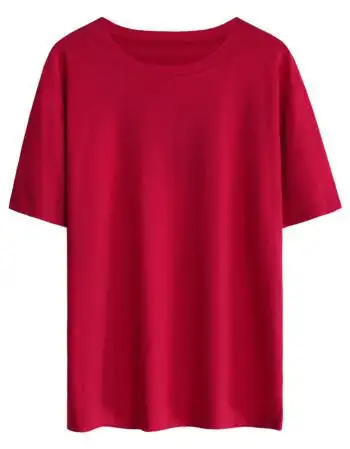 夏季bf简约纯色百搭t恤女装韩版休闲宽松大码全棉短袖上衣t血 红色 l