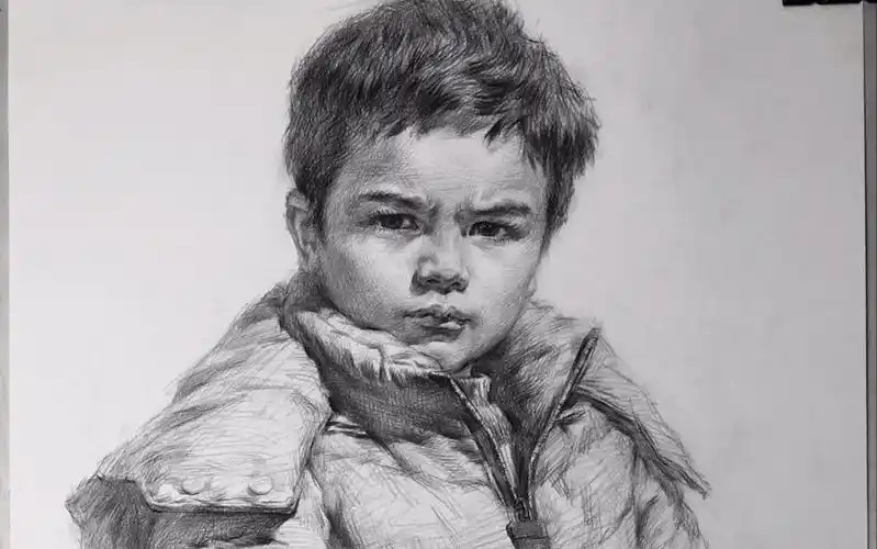 半身像素描,小男孩