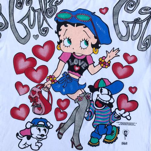 孤独星球动漫 betty boop shirt学生质感大码嘻哈高街滑板t恤短袖