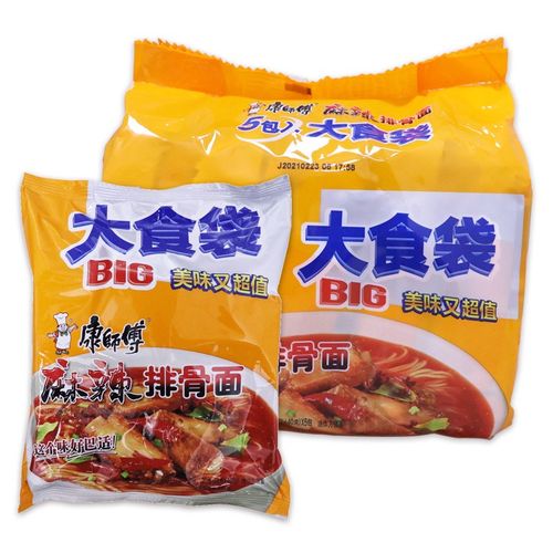 康师傅 方便面 大食袋速食泡面 麻辣排骨面5连包