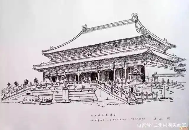 欣赏|建筑:太庙速写「兰州画室微课堂」