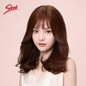 sleek假发时尚女款韩式八字刘海梨花头真人发波浪卷发披肩发假发