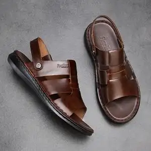 手工皮凉鞋男真皮夏季男款休闲凉拖鞋外穿高端全牛皮男士两用凉鞋