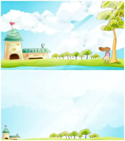 【精选微立体图片素材】精选1套唯美乡村田园卡通ppt母版下载–演界网