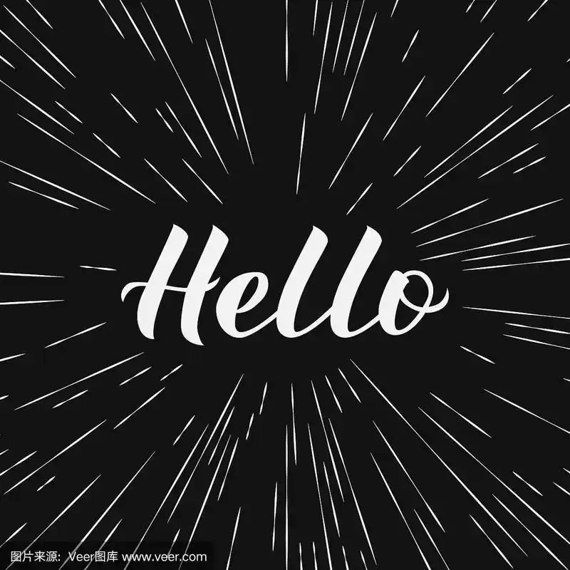 手绘印刷海报.用毛笔写的单词hello.矢量模板贺卡,欢迎横幅,传单.