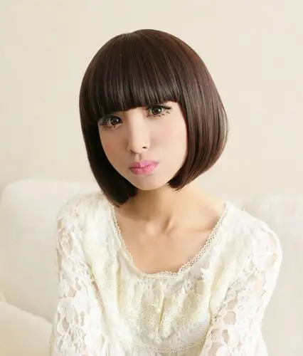 贝丽丝假发 女 短发 蓬松bobo头 齐刘海 短直发 实拍修饰脸型 浅棕色