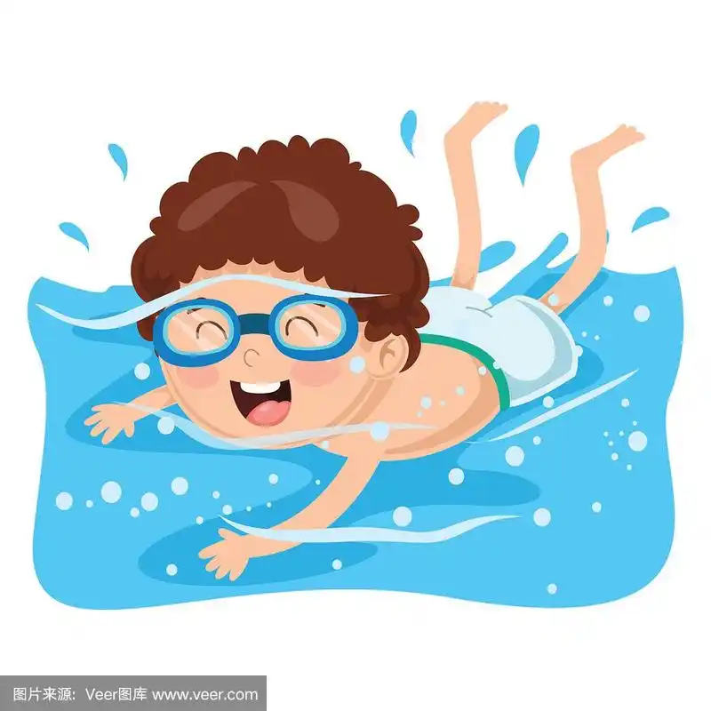 矢量插图的孩子游泳