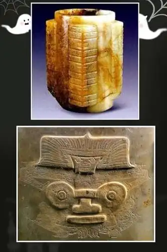 良渚出土的珍贵文物,玉琮和人面兽.