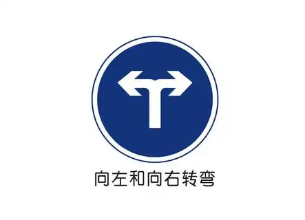 向左和向右转弯矢量交通标识
