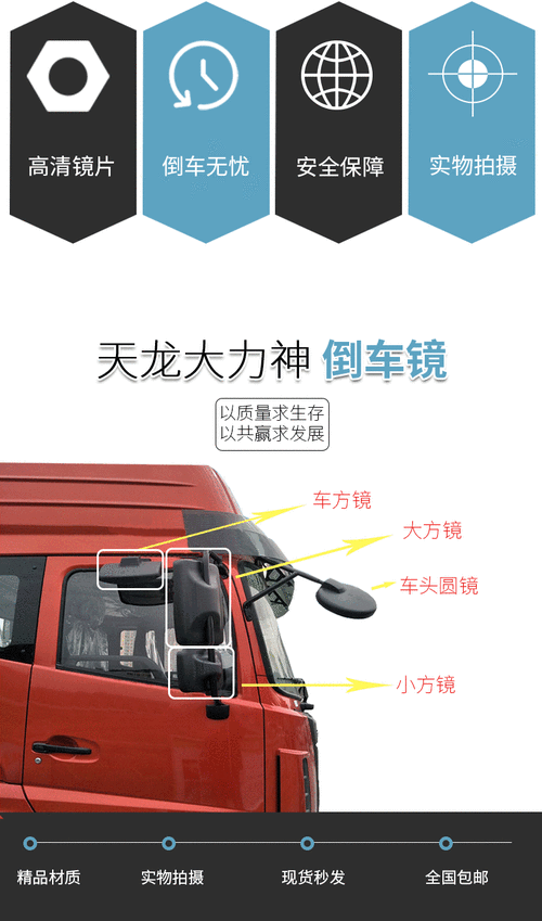 适用于货车倒车镜天龙牵引车后视镜东风天锦大力神反光镜前下视镜天锦