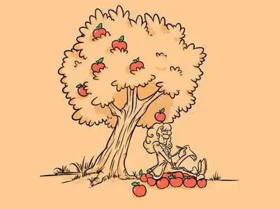 苹果树下牛顿摇篮-钱袋子艾萨克牛顿牛顿的苹果牛顿摇篮平衡球牛顿