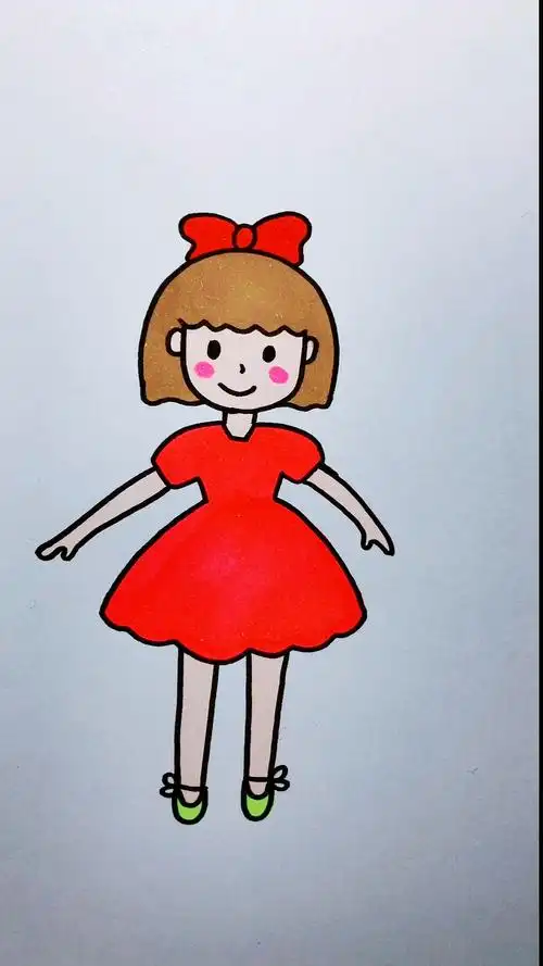 画画原来如此简单#简笔画小女孩