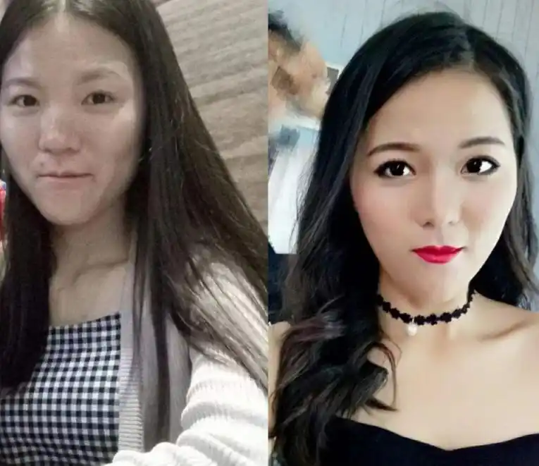 女大学生化妆前后对比,简直像施了魔法,网友吐槽:爹妈都认不出