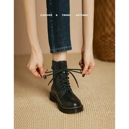 真皮马丁靴女新款秋冬季复古经典英伦风小短靴百搭休闲厚底靴子