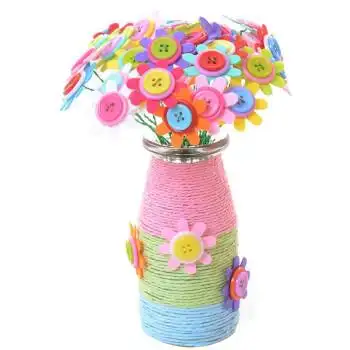 栩傲宏   纽扣花束儿童幼儿园手工diy制作材料包康乃馨扣子三八妇女节