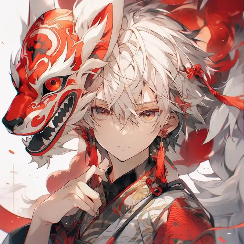 动漫头像和壁纸# 狐狸面具男生专属头像,等待你来领取哦!