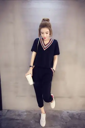 胖公主短袖运动套装洋气两件套2018夏装新款胖mm妹妹减龄大码女装