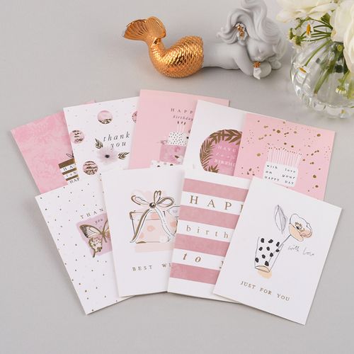 创意韩国粉色治愈系生日礼物贺卡唯美文艺风节日祝福留言卡片1919