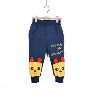 虎门外贸秋冬款童装加绒加厚儿童棉裤批发 卡通休闲男童裤 k6680