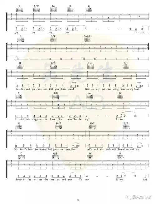 霉霉最新专辑同名单曲《lover》吉他谱