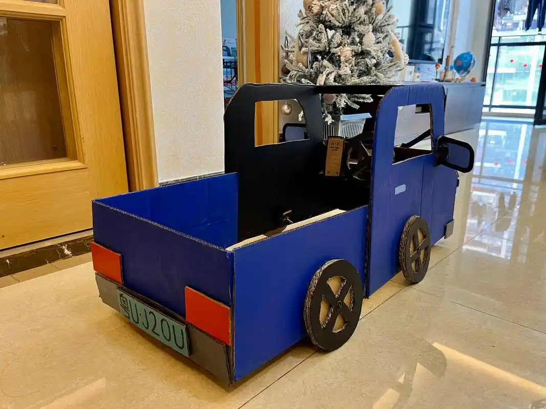 幼儿园手工 纸箱汽车diy 📦🚗 用废弃纸箱,快递箱子做手工汽车 这