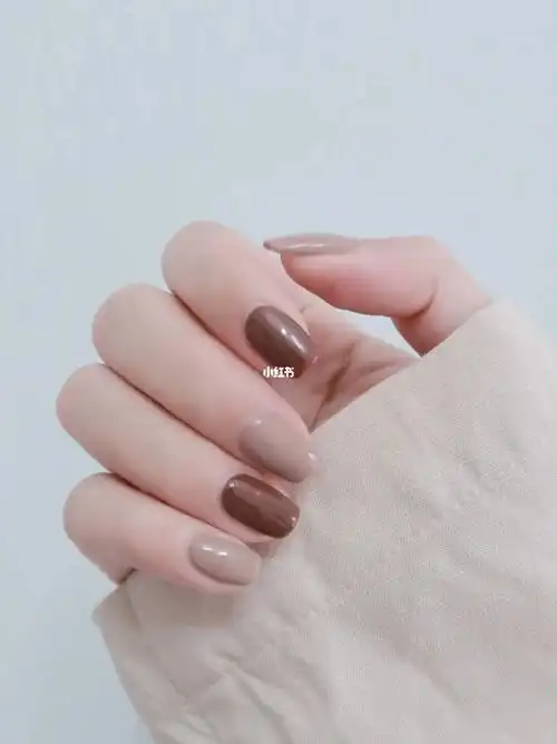 秋冬纯色美甲超显白的气质摩卡跳色