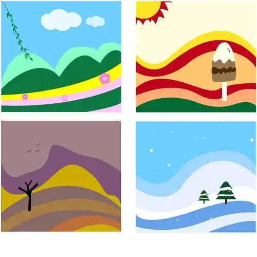 ai简插画-春夏秋冬