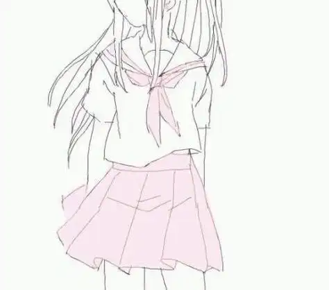 穿jk女孩简笔画jk制服简笔画q版侧身