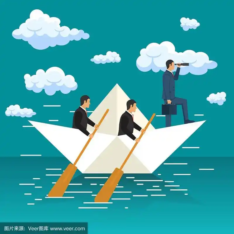 的业务.理念愿景,使命抱负.商人用望远镜看.矢量插图在平面设计