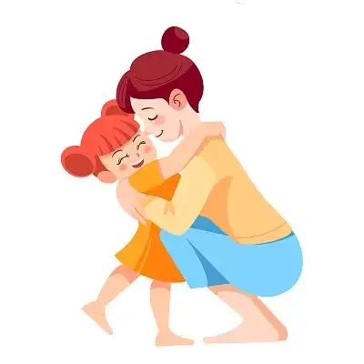 卡通母女母亲孩子母亲节人物元素png素材快乐家庭主妇和孩子母女在用