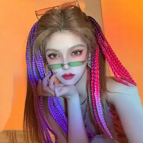 脏辫马尾欧美假发女夏双马尾嘻哈街舞渐变编发神器绑带式麻花长辫