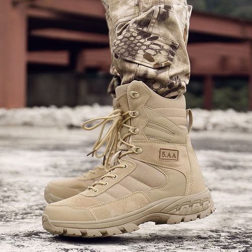 马丁靴男靴子部队作战靴高帮春秋季防水战术靴男士作训工装靴真皮