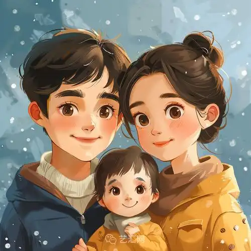 亲子头像 | 一家三口,女儿的笑容最治愈