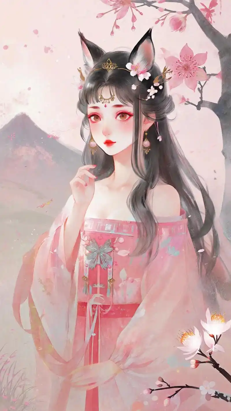 快来领取你的粉色公主壁纸吧!#九尾狐神图 #动漫美图 #绝美