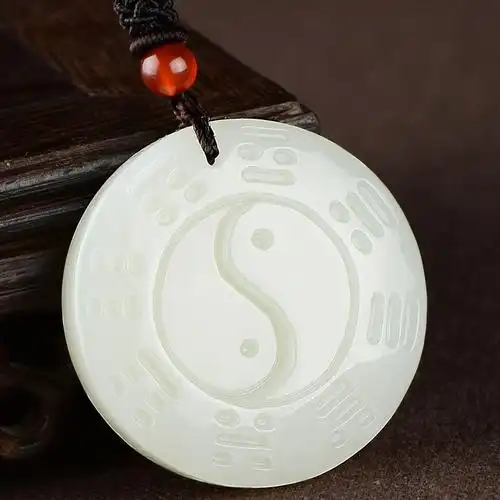 转运玉八卦吊坠时来运转和田玉太极八卦玉坠天然玉石男女挂件项链